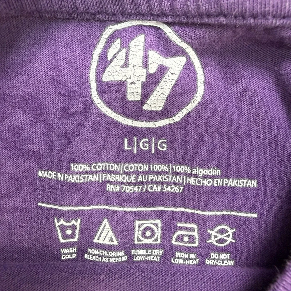 Los Angeles Lakers T Shirt Mens Size Large Purple Crew Neck NBA Logo '47 Brand